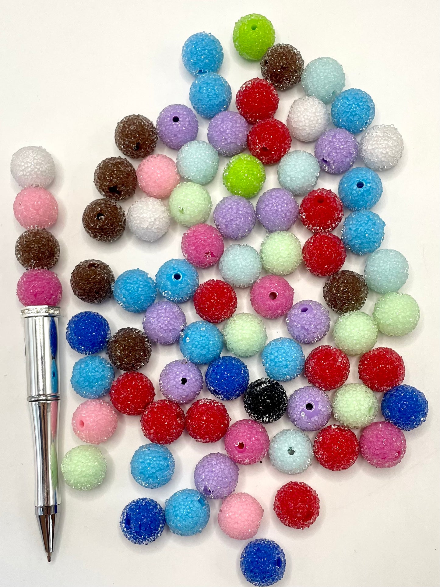 Colorful Solid Clear Acrylic Sugar Beads,Random Mix，16mm & 12mm & 10mm