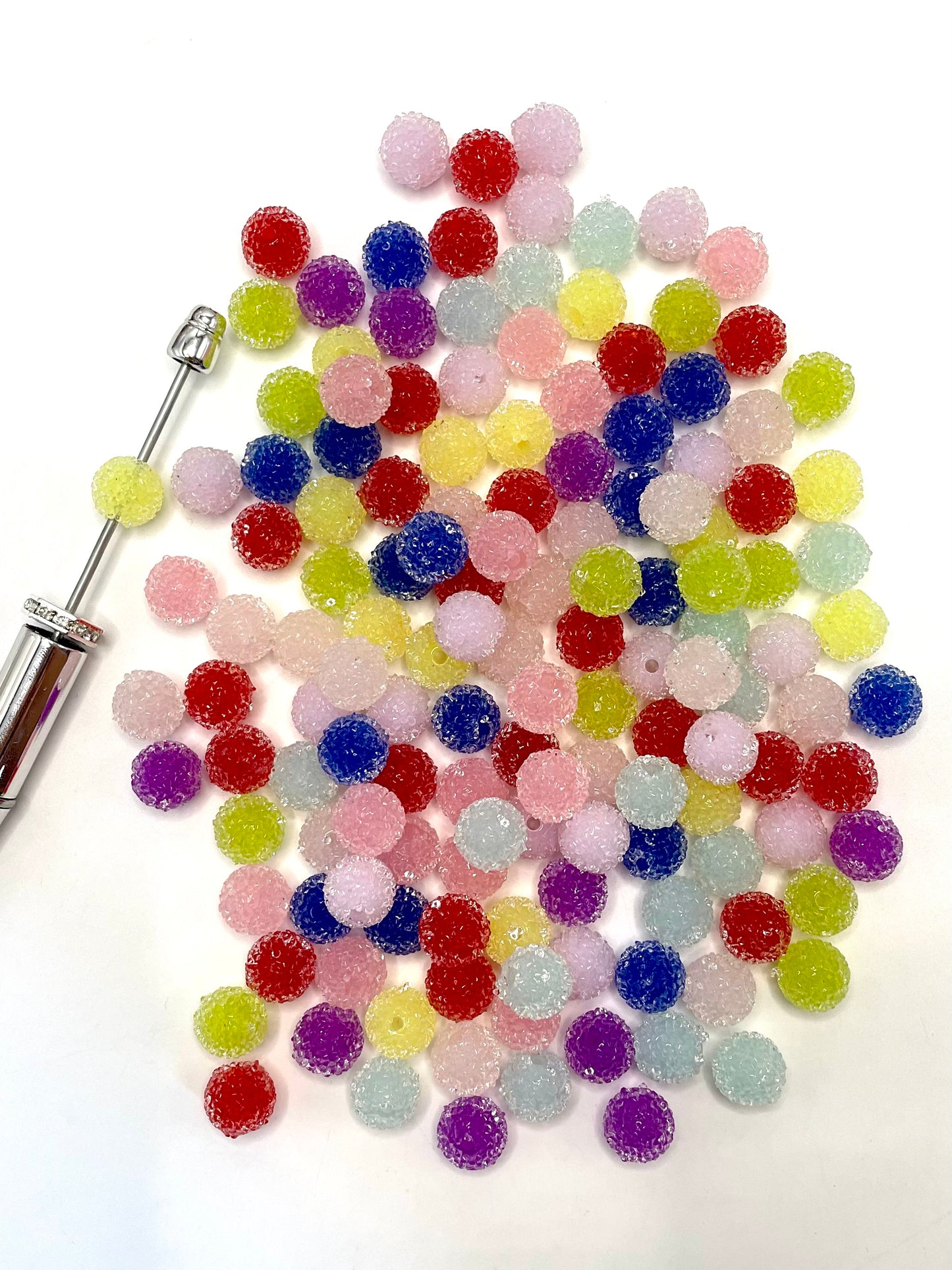 Colorful Solid Clear Acrylic Sugar Beads,Random Mix，16mm & 12mm & 10mm