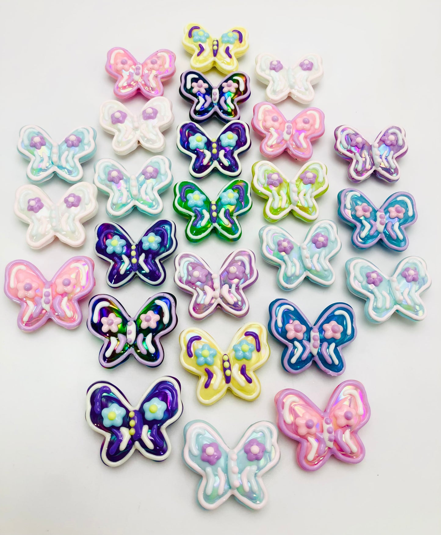 acrylic Freehand painting DIY Butterfly bead 34mm Random Mix