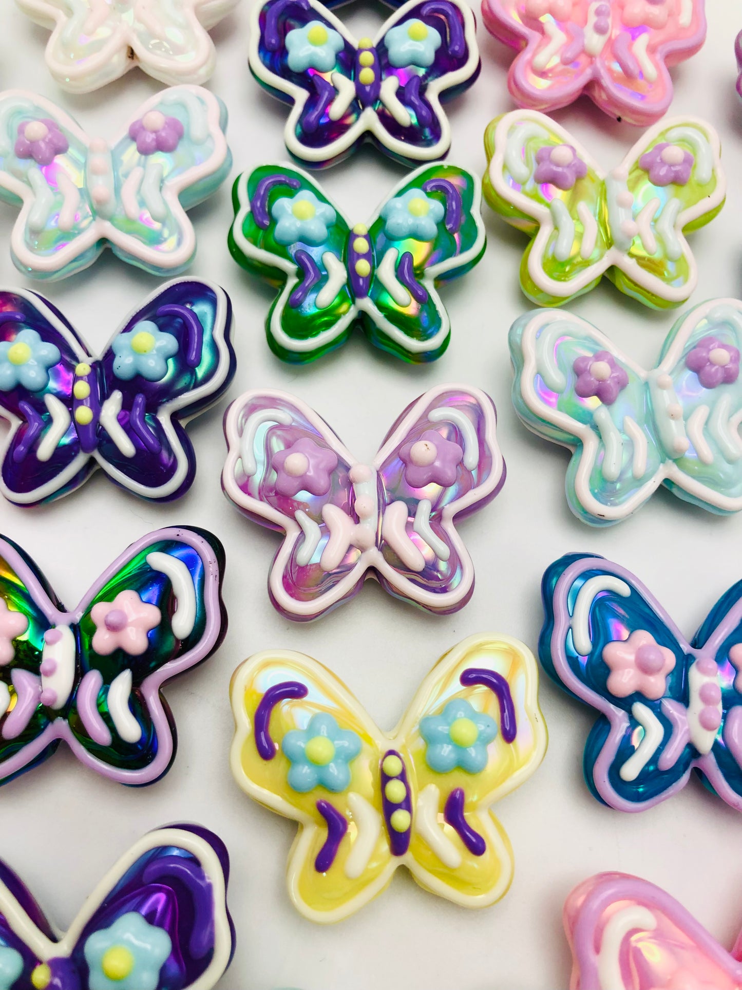 acrylic Freehand painting DIY Butterfly bead 34mm Random Mix