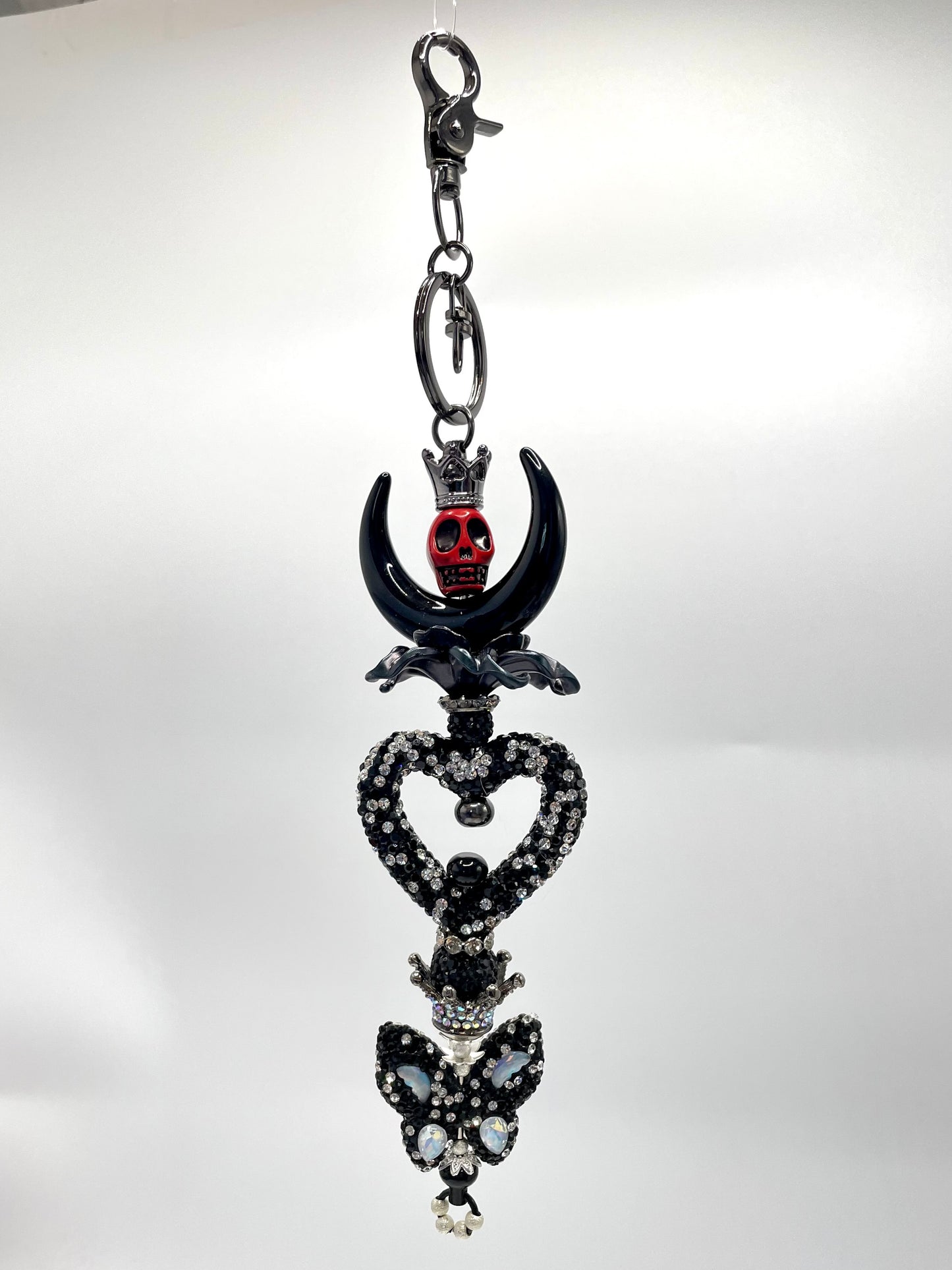 Halloween series Bling Bling Black Skull Cool Glisten Heart Clay Crown Butterfly Handmade Limited Edition Key Chain