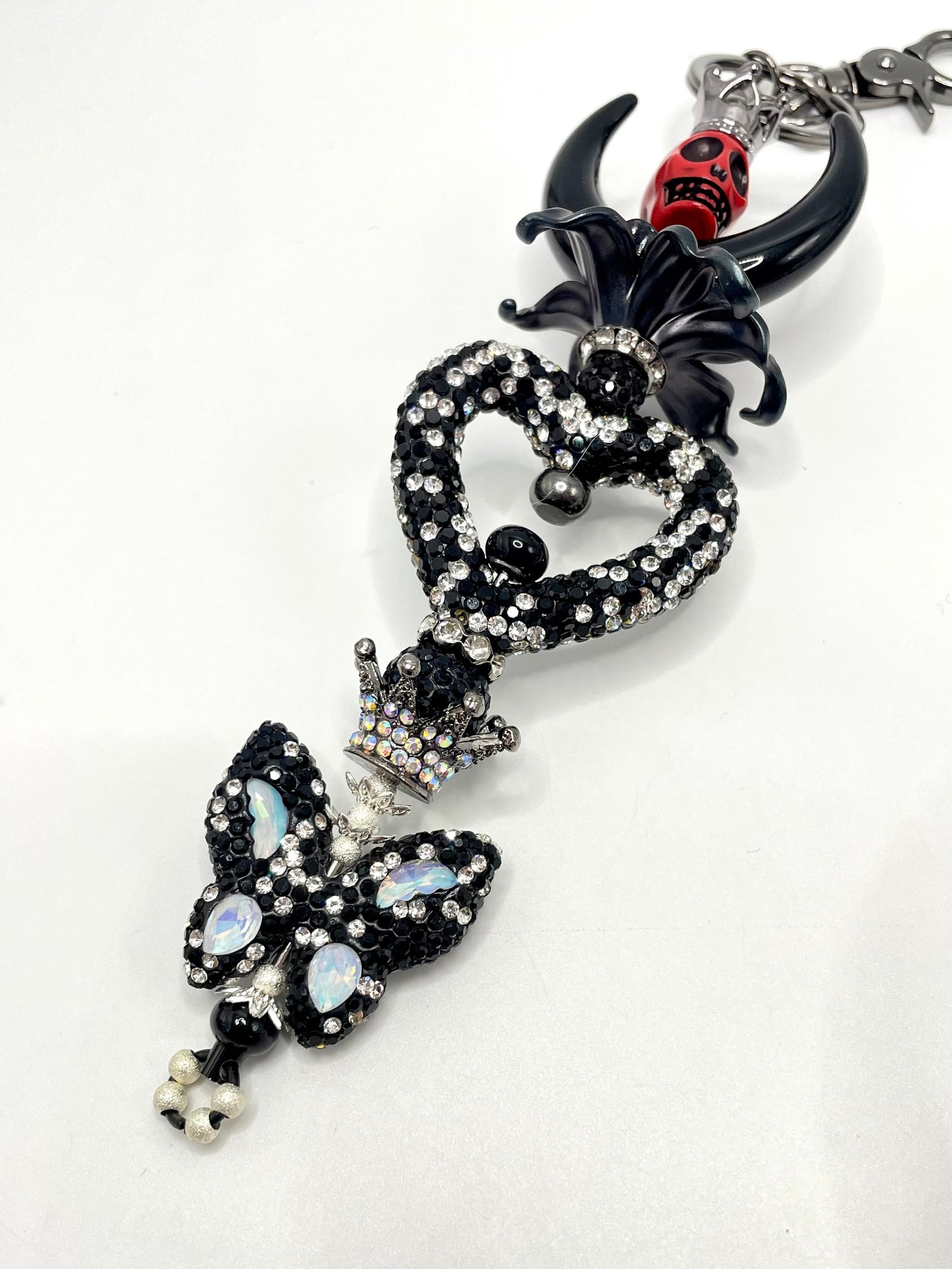 Halloween series Bling Bling Black Skull Cool Glisten Heart Clay Crown Butterfly Handmade Limited Edition Key Chain
