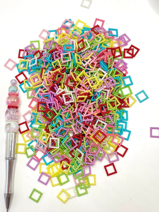 Mulitcolor Colorful Circle Pearl spuare Shape Acrylic Spacers,Random Mix,11mm