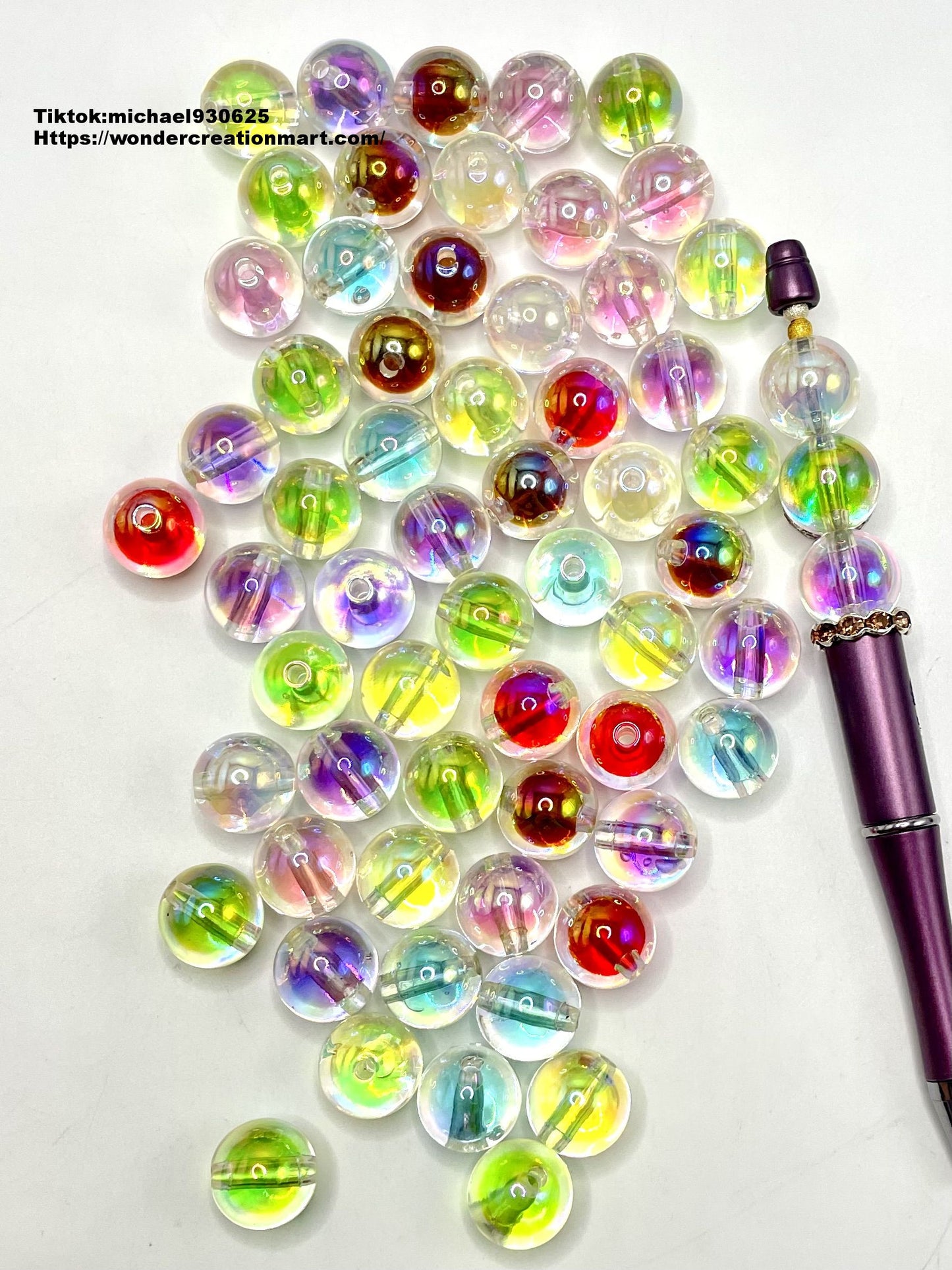 Clear with UV Ombre Double Layer Multicolor Acrylic Round Beads,Random Mix,16mm