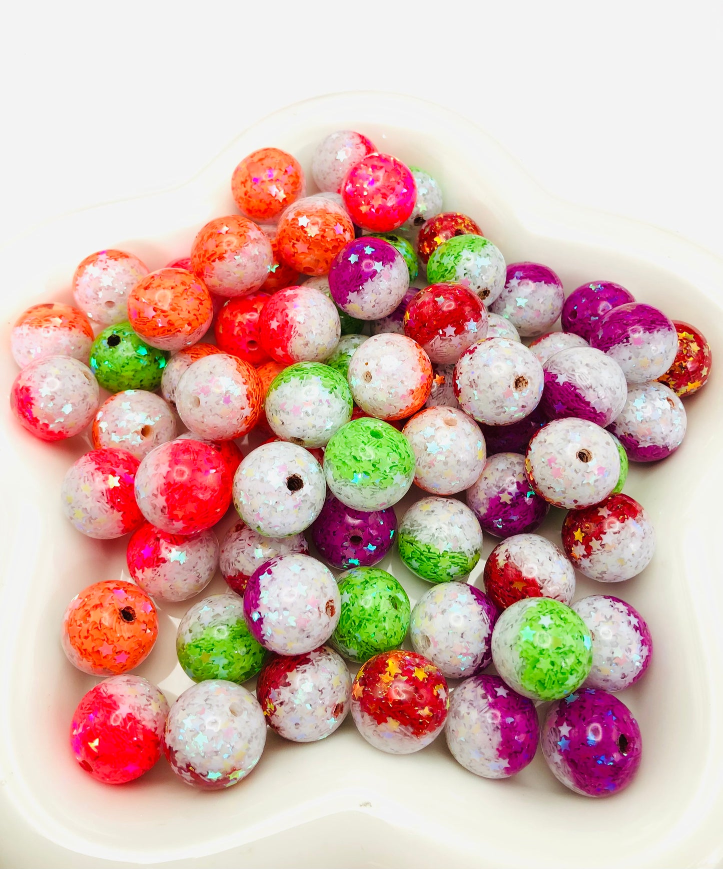 acrylic Star glitter Five-pointed star beads Two-tone bead ombre Random Mix 17mm