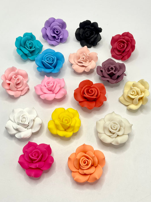 Soild Color Fancy Bead Polymer Soft Clay Rose Flower Beads Series,40mm