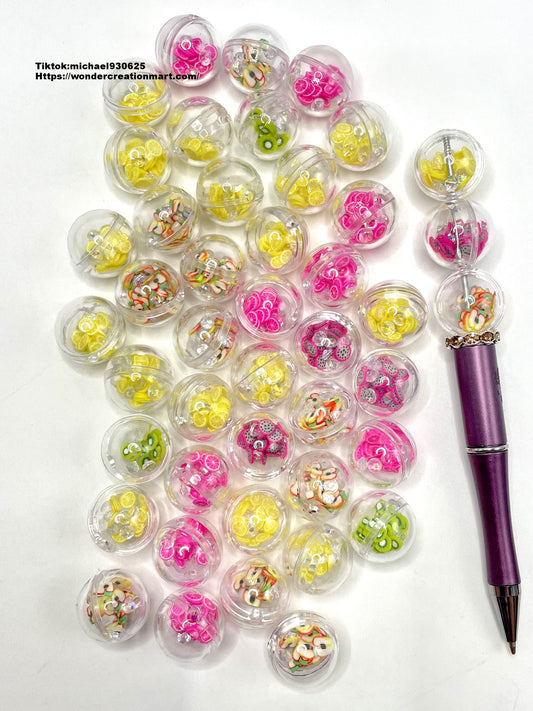 Shaker Clear RoundBall Acrylic Beads with Sliced Fruit Rhinestones Random Mix,20mm