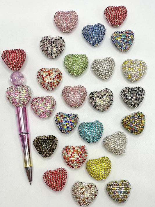 Bling Bling Multicolor Rhinestone Chain Wrapped in Clear Heart Acrylic Beads,Random Mix,26mm