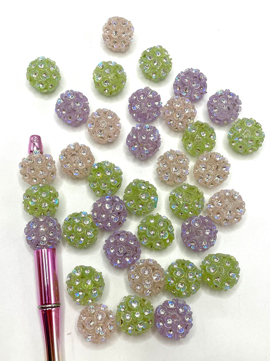 Fancy Beads Threeleaf Clear UV Flower with Rhinestone Acrylic Beads,Random Mix,20mm Fancy-501