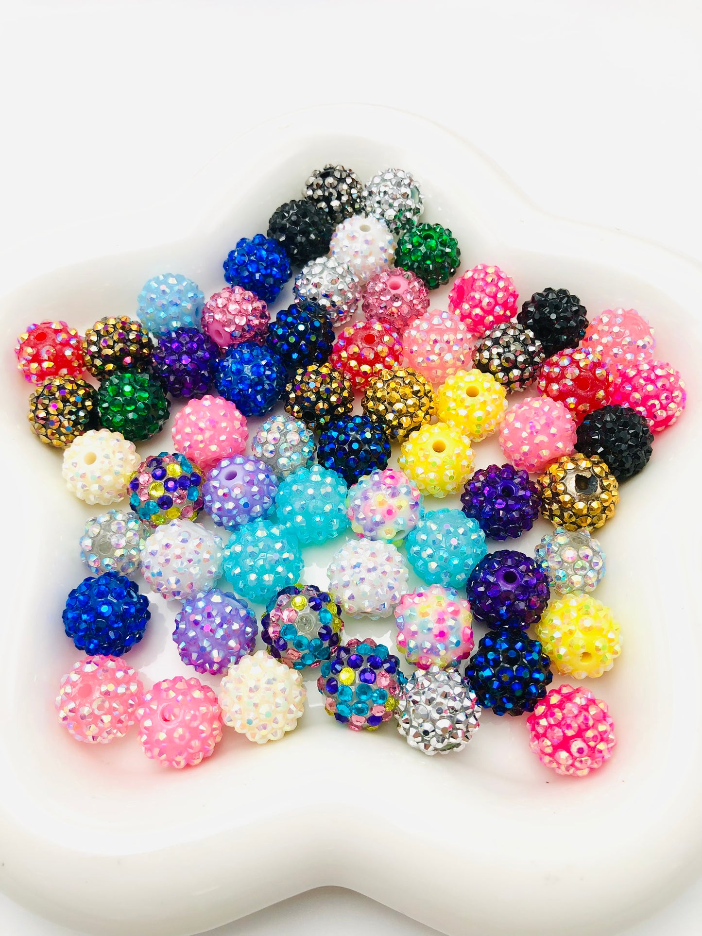 Multi-colored Rhinestones Beads,Random Mix,16mm