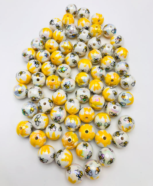 acrylic Honey Bees Bee acrylic beads 16mm