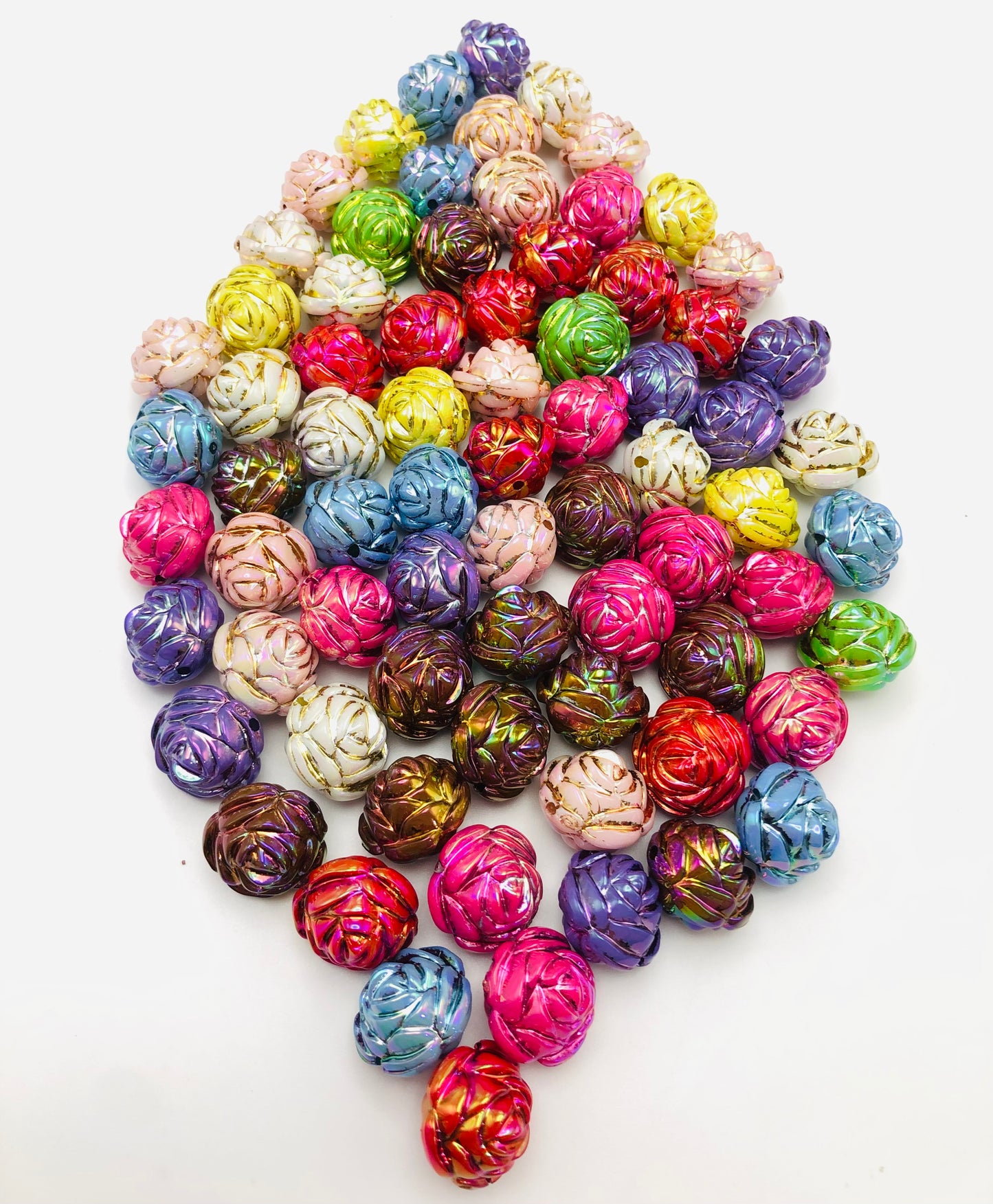 Rose bead  Multicolor acrylic flower beads Dark color uv 18mm Random Mix