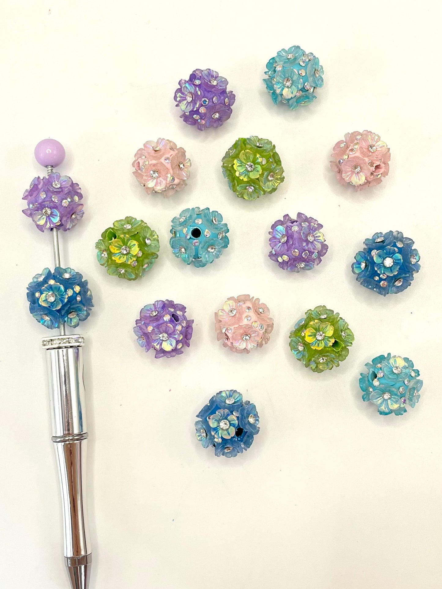 Fancy Large Petal UV Flower with Rhinestone Clay Beads,Random Mix,20mm Fancy-7