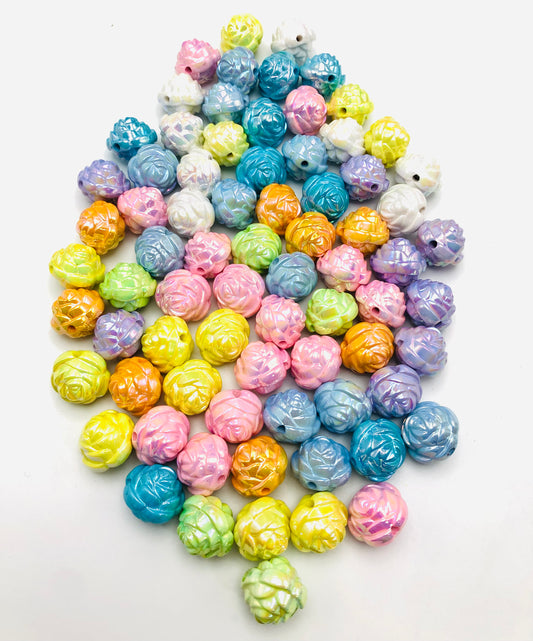 Rose bead  Multicolor acrylic flower beads undertone uv 18mm Random Mix