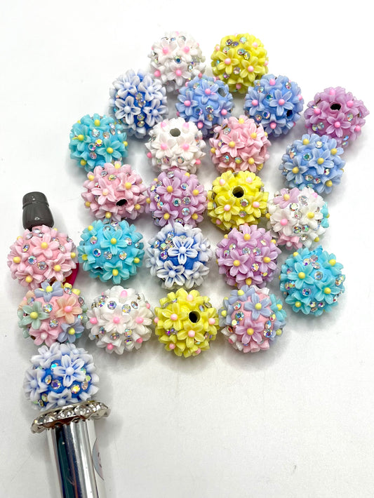 Fancy colorful flower with AB color rhinestones,Random Mix,18mm Fancy-537