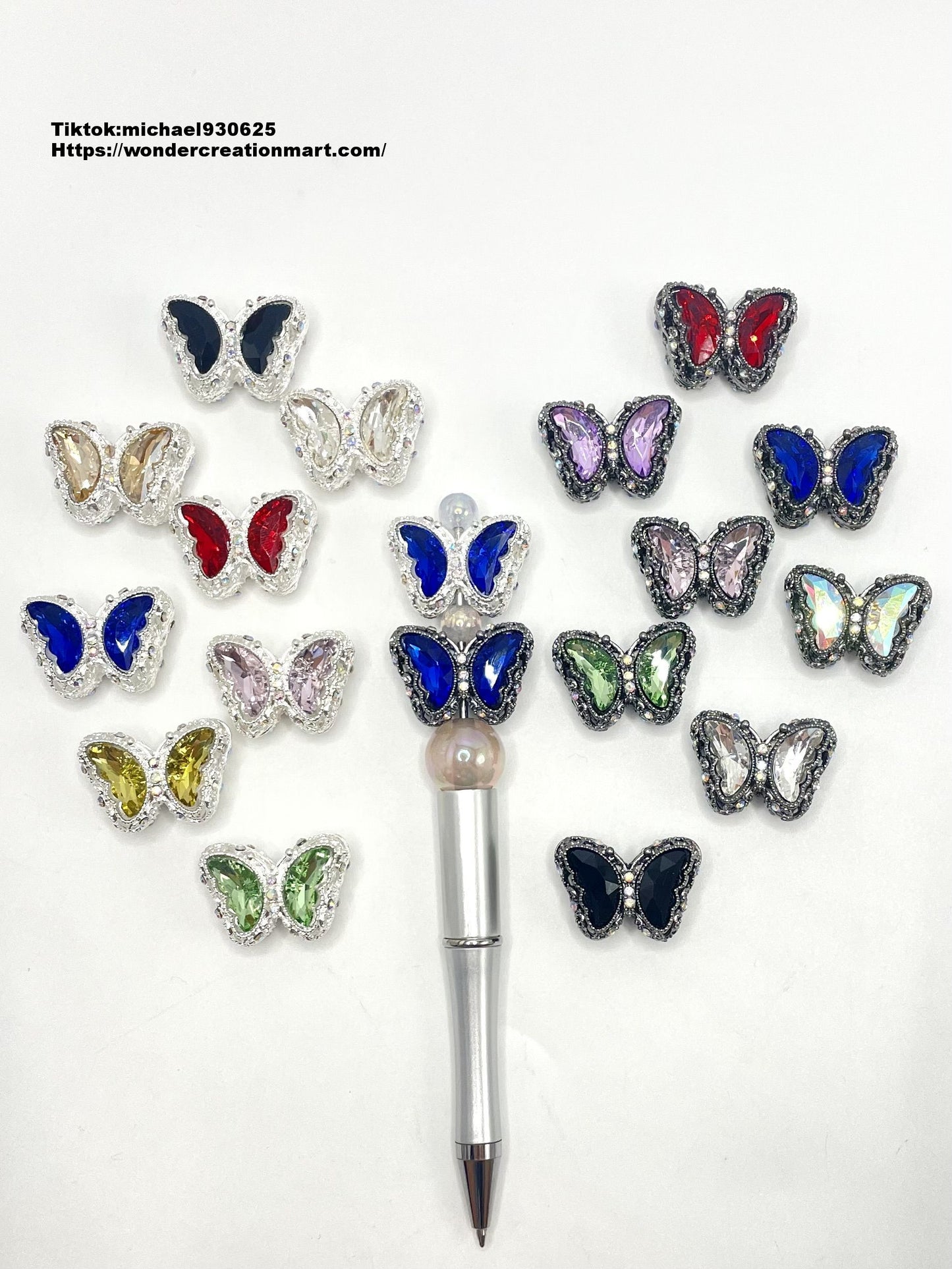 Metal Butterfly Shaped and Multicolor Crystal Alloy Bead,Random Mix,28mm (Optional Color) Fancy-73