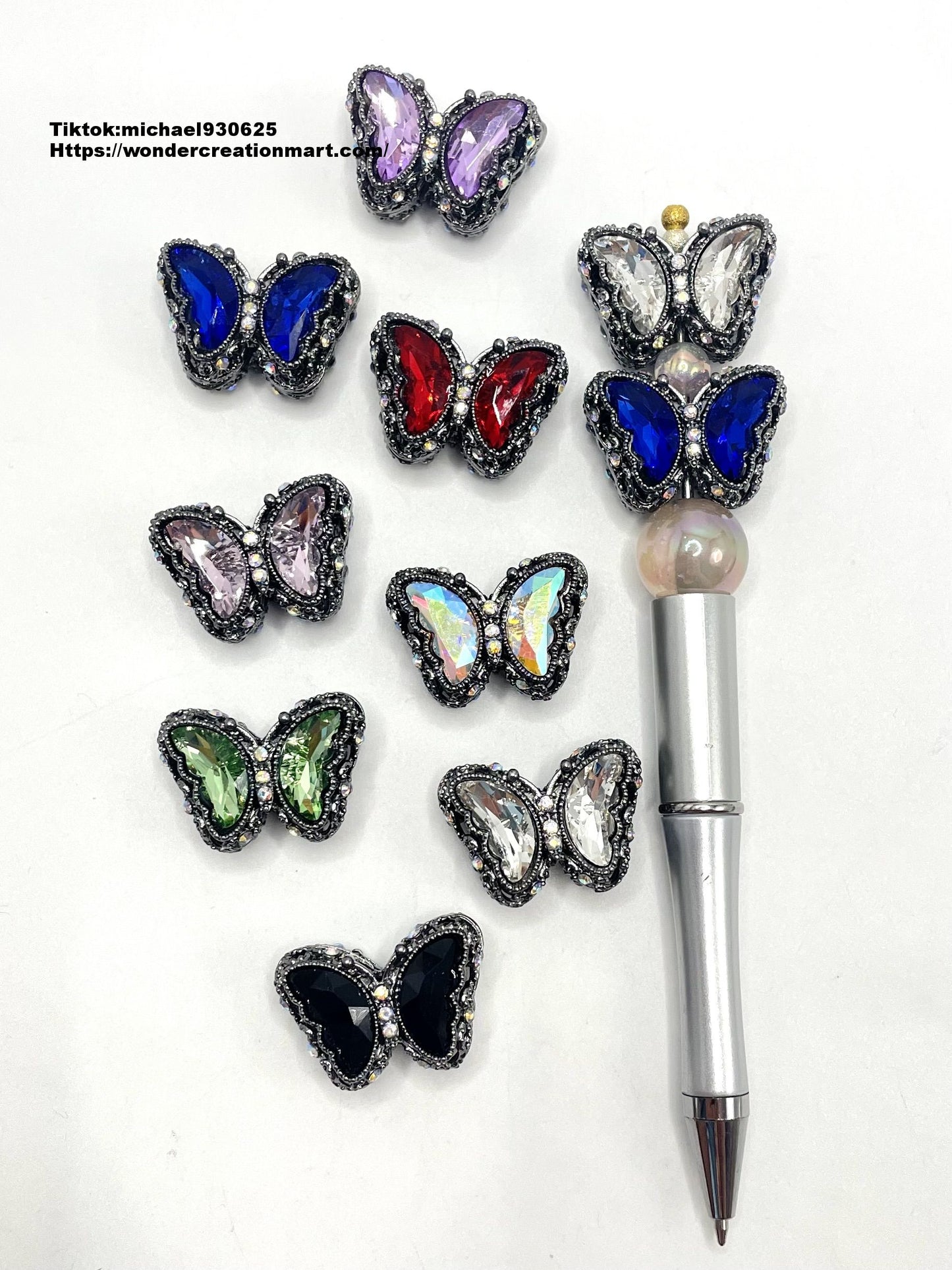 Metal Butterfly Shaped and Multicolor Crystal Alloy Bead,Random Mix,28mm (Optional Color) Fancy-73