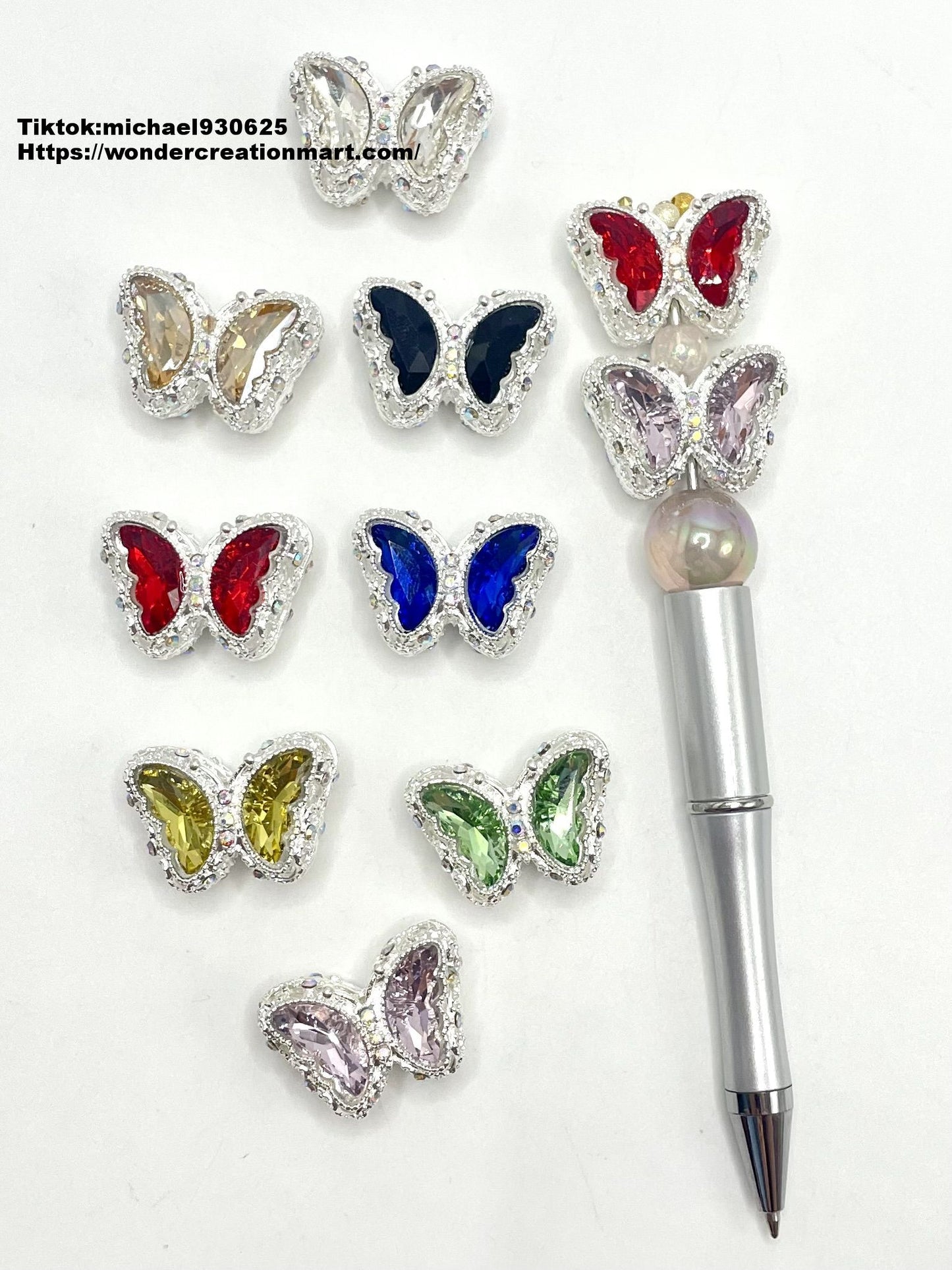 Metal Butterfly Shaped and Multicolor Crystal Alloy Bead,Random Mix,28mm (Optional Color) Fancy-73