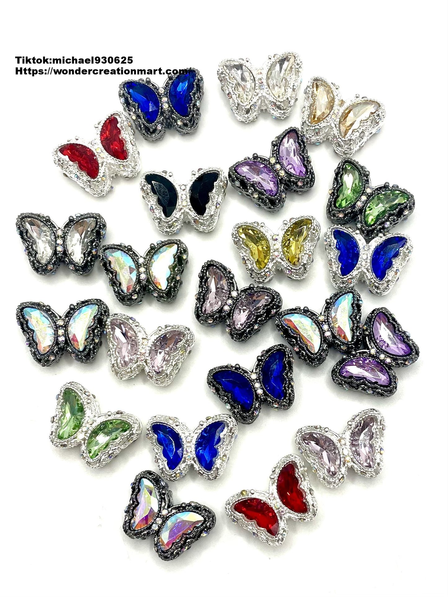 Metal Butterfly Shaped and Multicolor Crystal Alloy Bead,Random Mix,28mm (Optional Color) Fancy-73