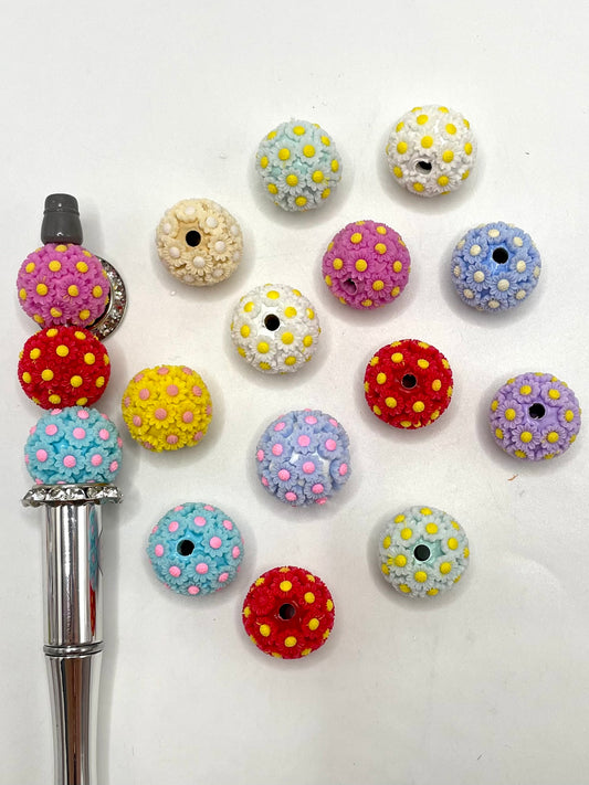 Fancy Colorful Daisy Flower Soild Clay Beads,Random Mix,18mm Fancy-541