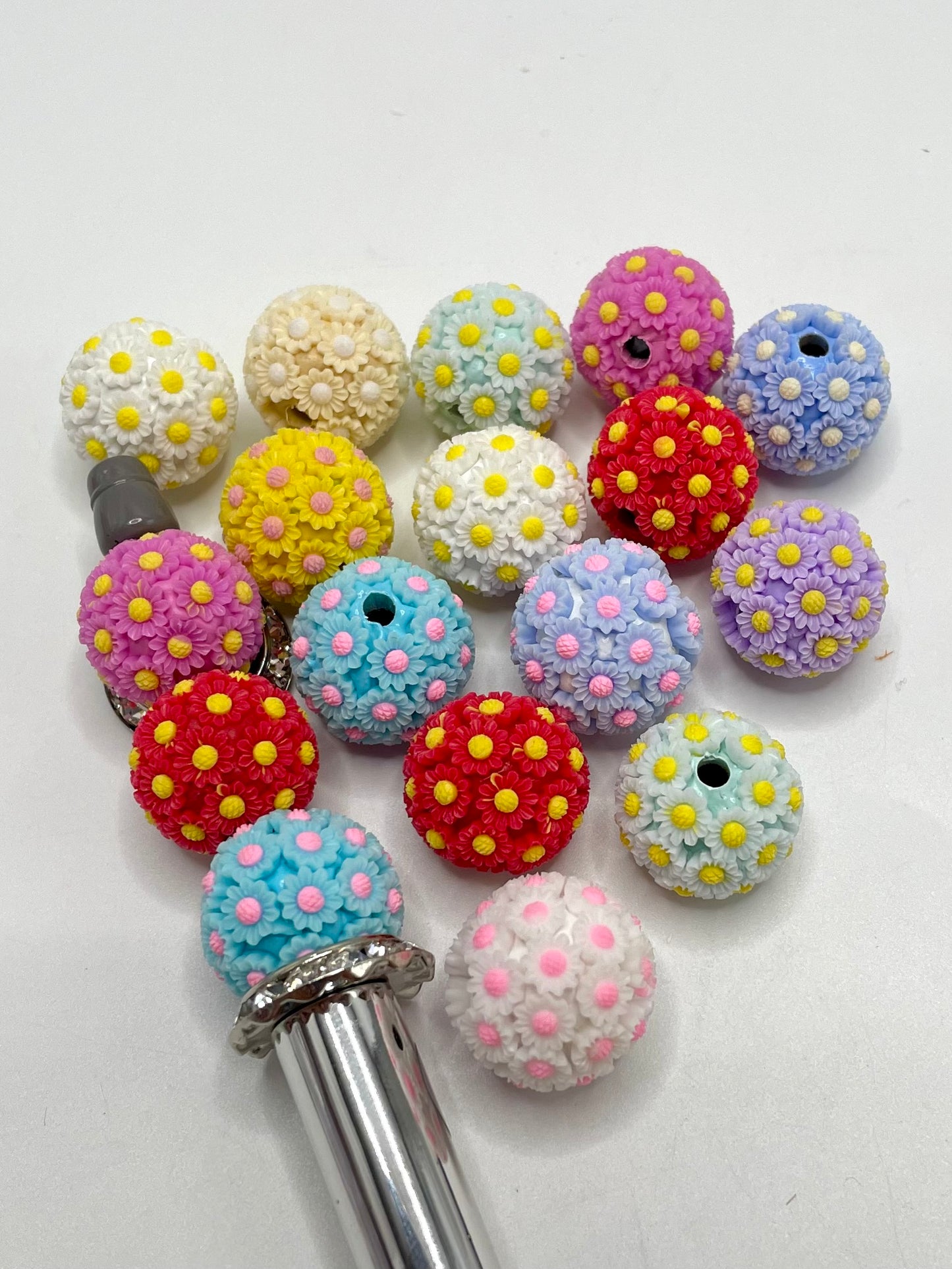 Fancy Colorful Daisy Flower Soild Clay Beads,Random Mix,18mm Fancy-541