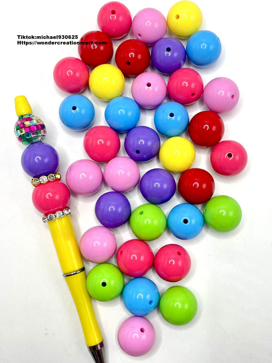 Bright Gloss Multicolor Acrylic Round Beads,Random Mix,20mm