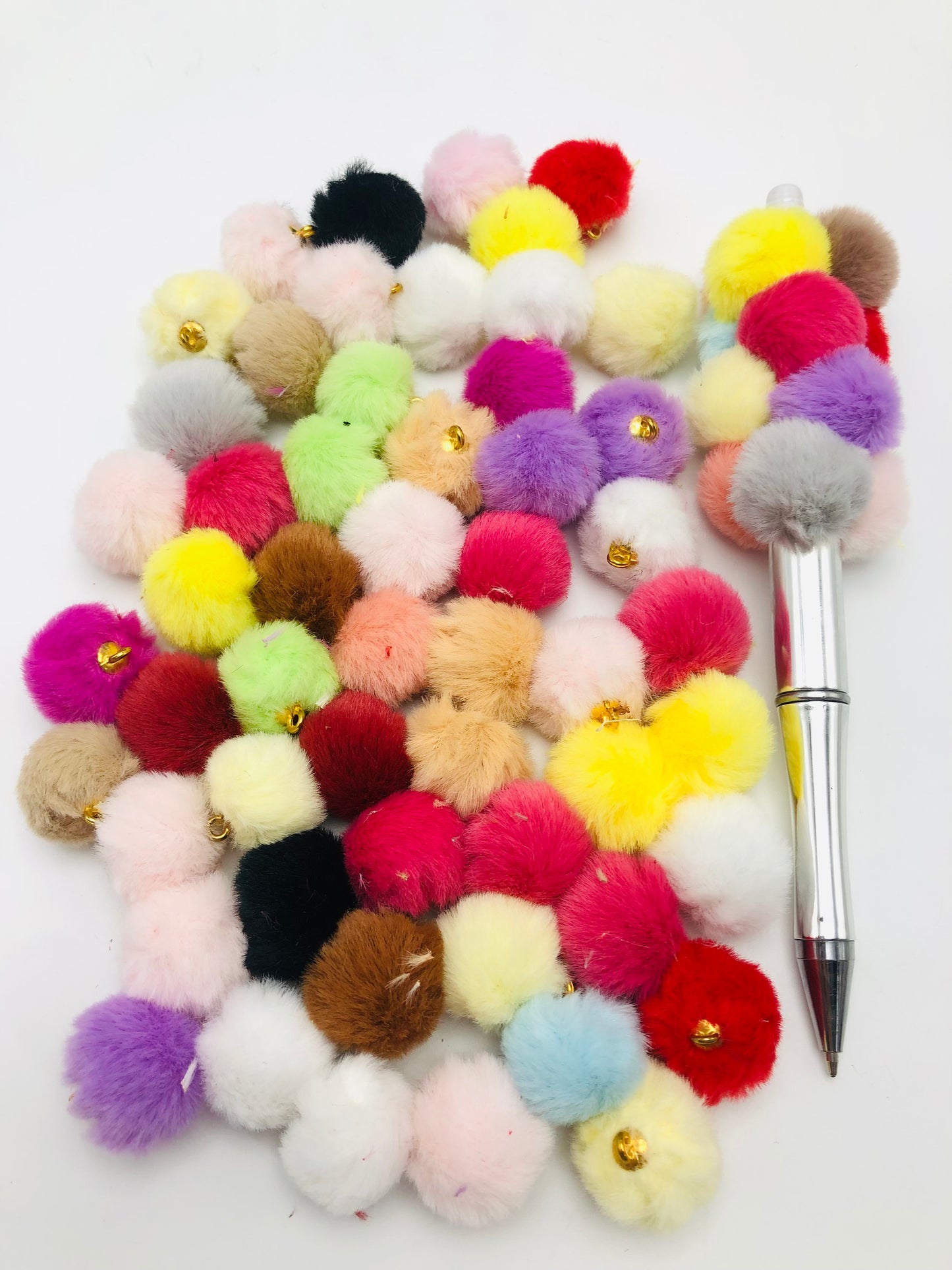 Fuzzy bead downy String of beads pendant Colorful furry pendants Random Mix 16mm