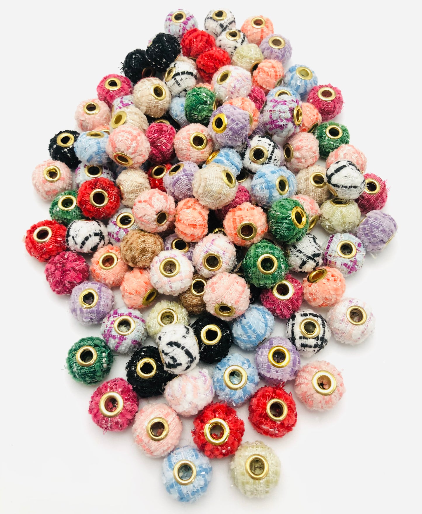 Fuzzy Spacer Fuzzy Bead multi-style Woven fabric cell Bead Random Mix 14mm