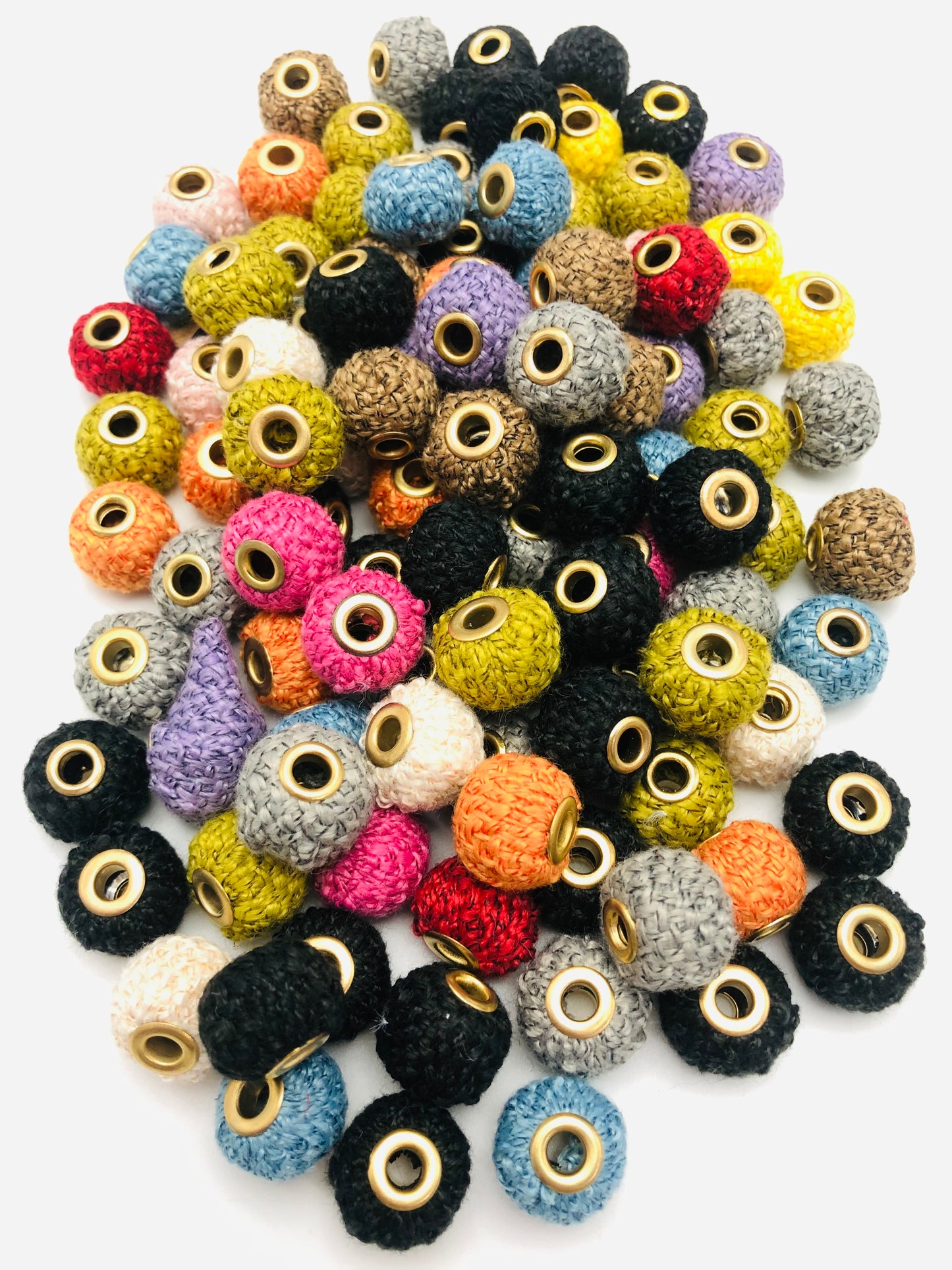 Fuzzy Spacer Fuzzy Bead multi-style Woven fabric cell Bead Random Mix 14mm