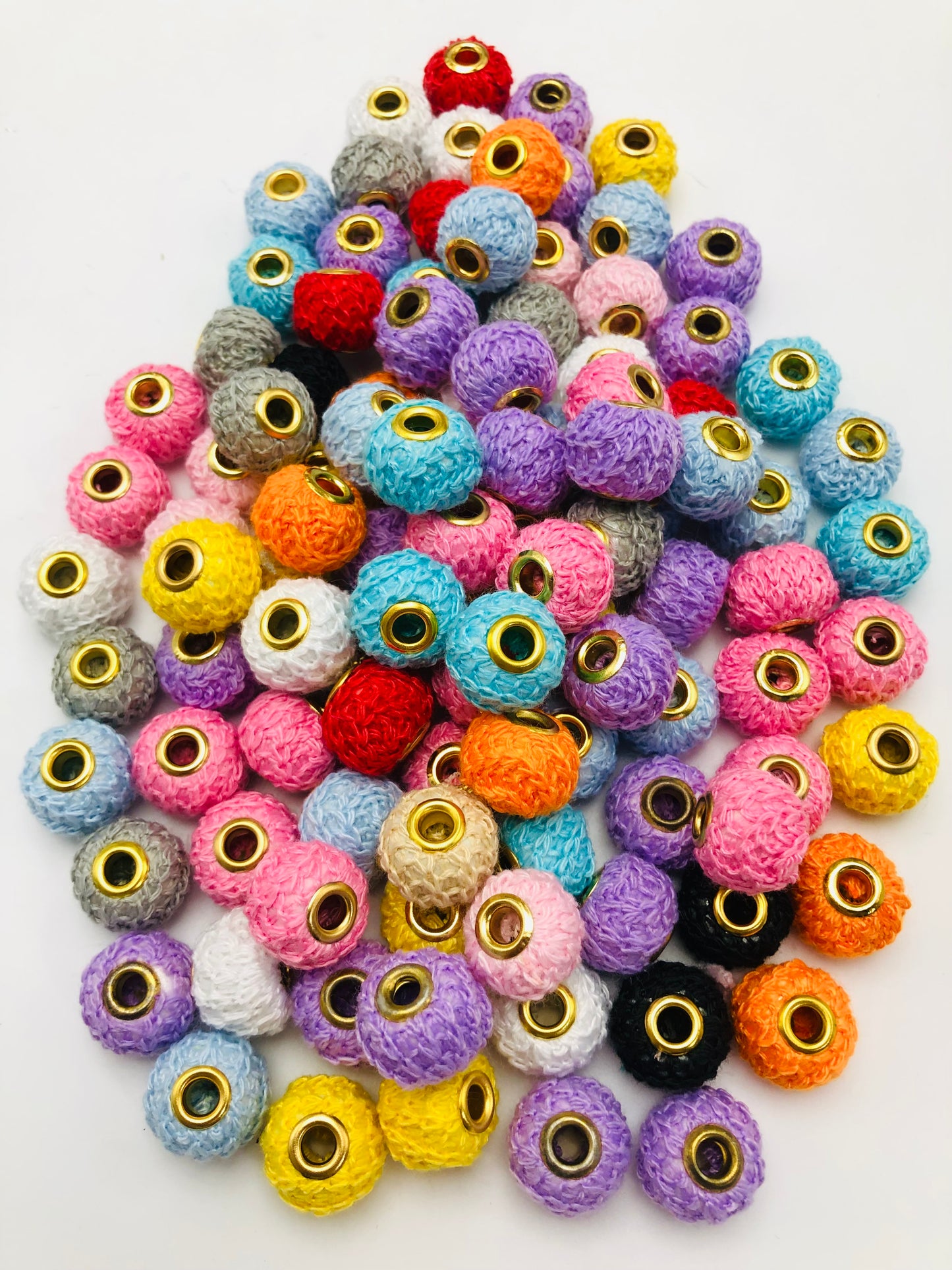 Fuzzy Spacer Fuzzy Bead multi-style Woven fabric cell Bead Random Mix 14mm