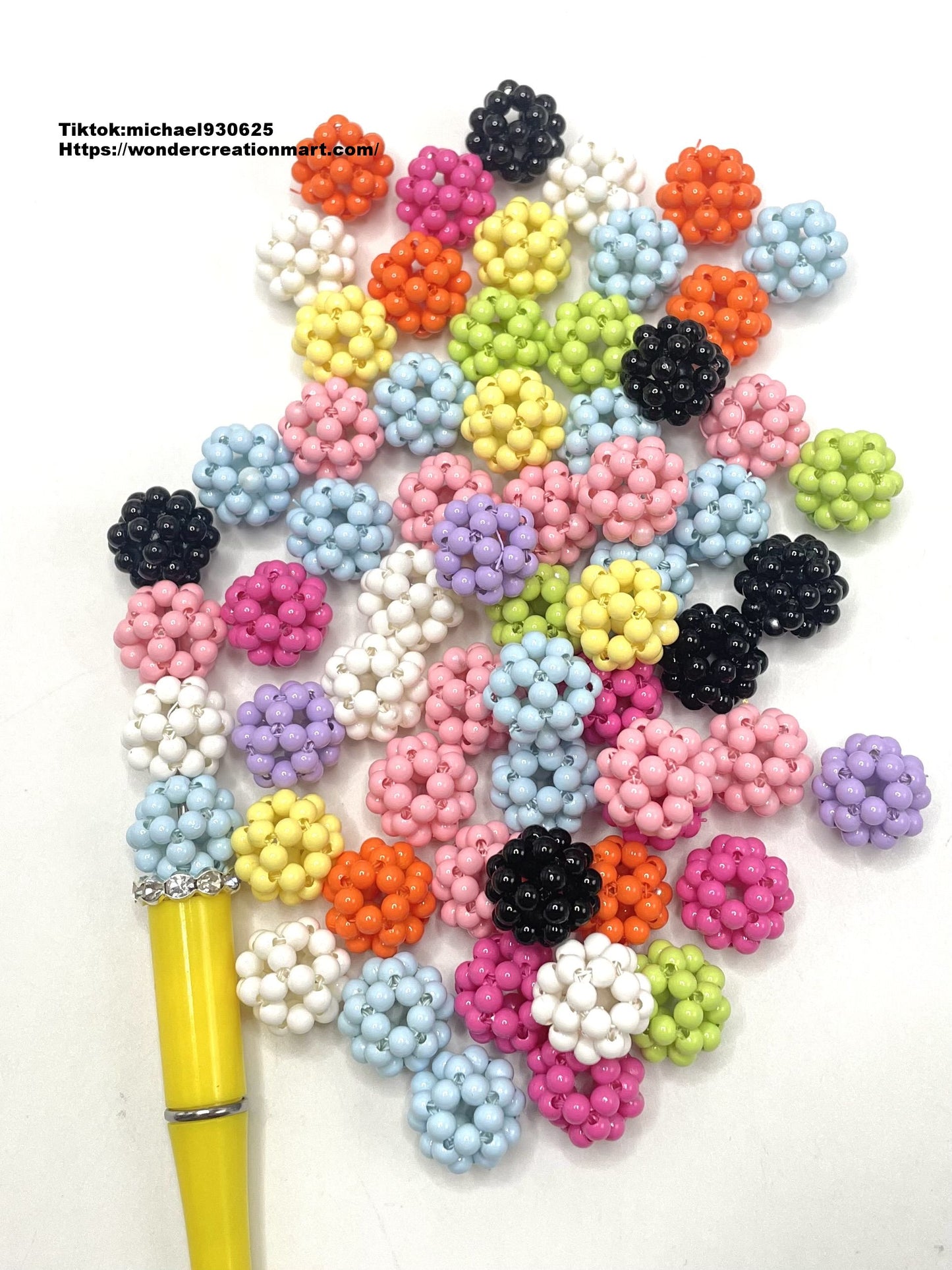 Multicolor Knit Acrylic Beads,Random Mix,16mm Fancy-496