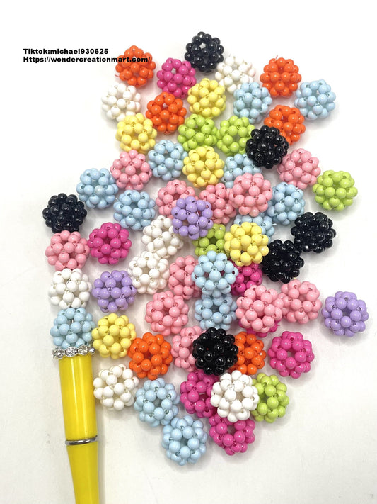 Multicolor Knit Acrylic Beads,Random Mix,16mm Fancy-496