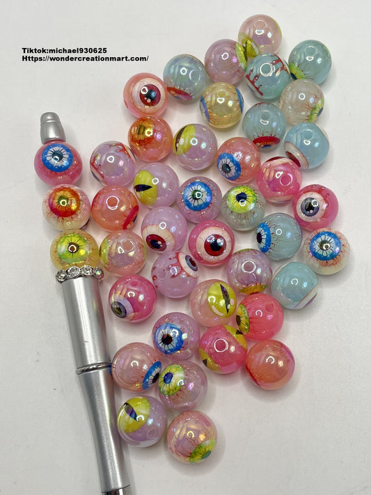 Halloween series Clear Jack Eyes Multicolor Acrylic Beads,Random Mix,16mm