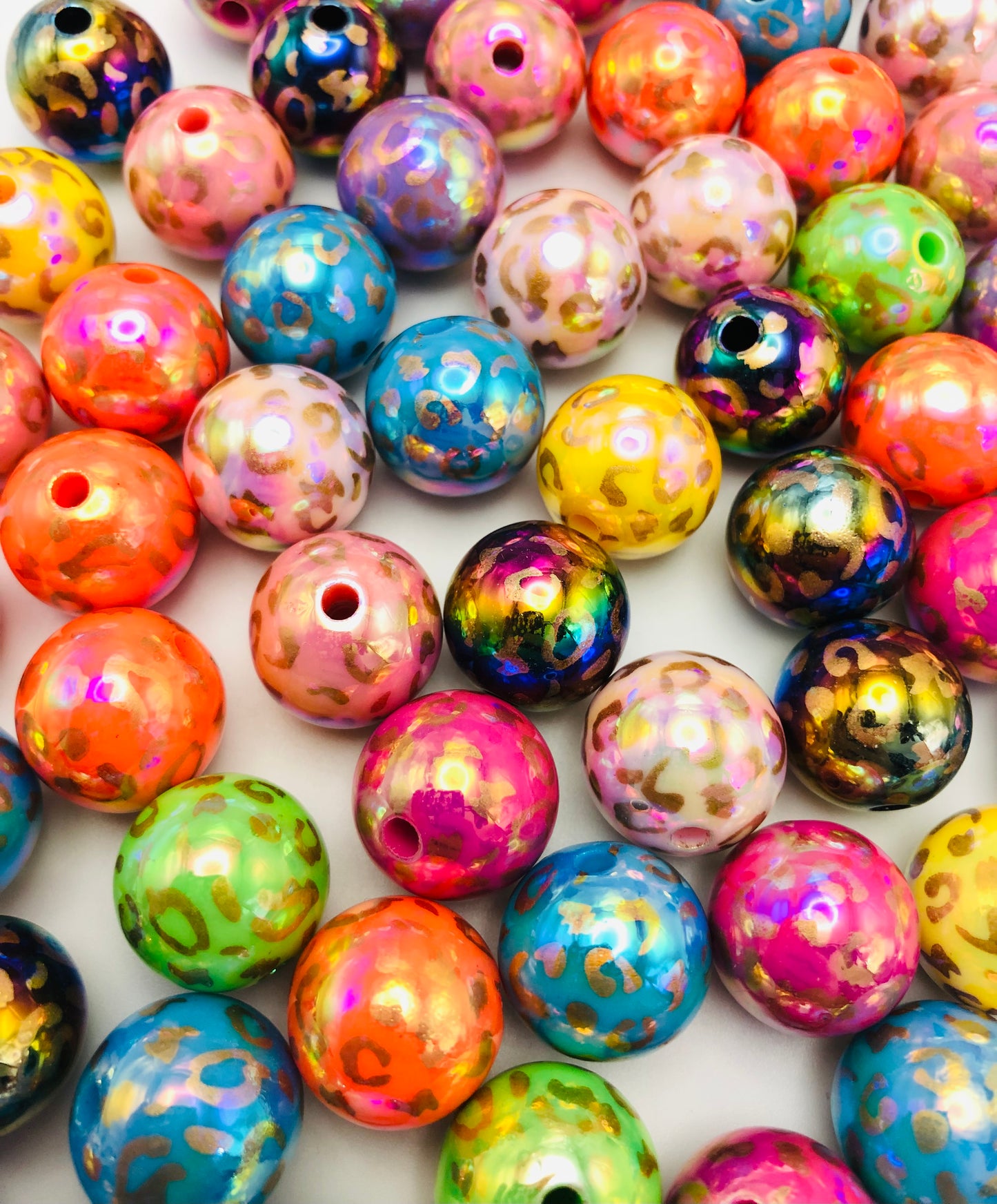 acrylic Leopard print Leopard bead  Colorful acrylic beads Random Mix 16mm