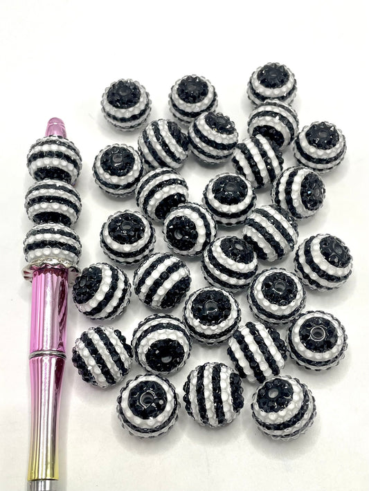 Zebra Jelly Bead With Black and White Acrylic Beads,Random Mix,20mm