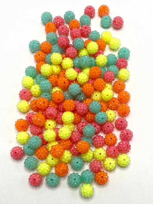 Fluorescent and Neon Color Jelly Beads,Random Mix,12mm