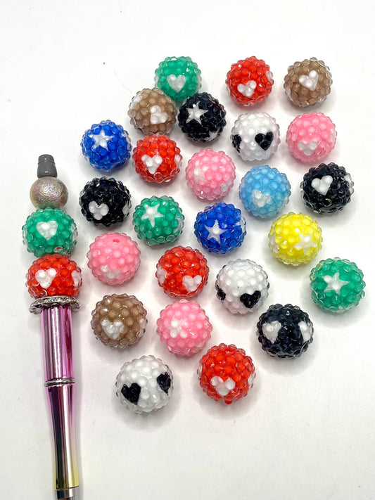 Star & Heart Jelly Multicolor Acrylic Beads,Random Mix,20mm