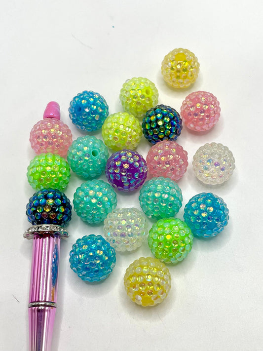 Multicolor Jelly with Glitter Acrylic Beads,Random Mix,20mm