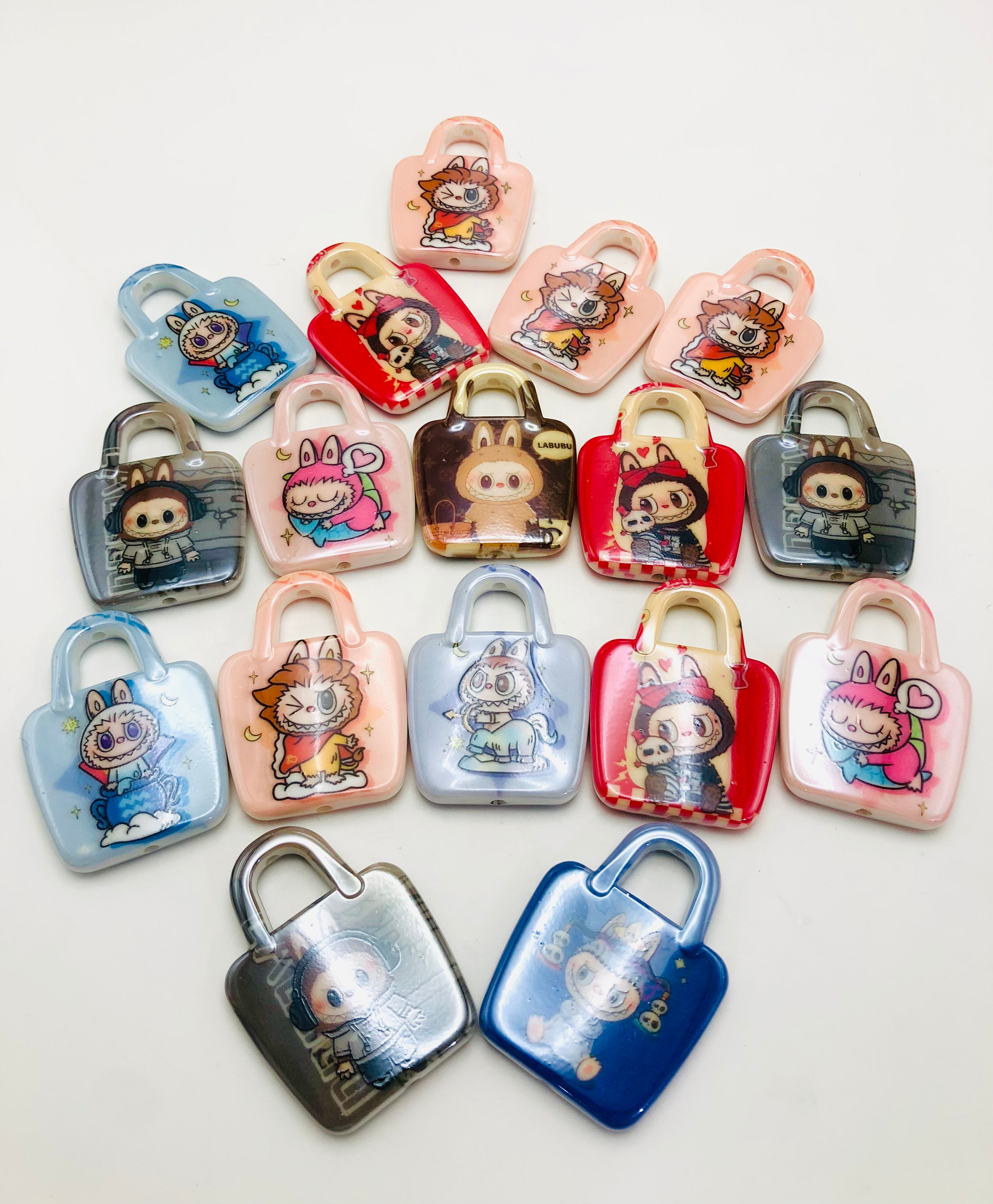 Beaded Rag Labubu acrylic labubu bag multi-style Bag bead Random Mix 37mm β Wonder Life Mart