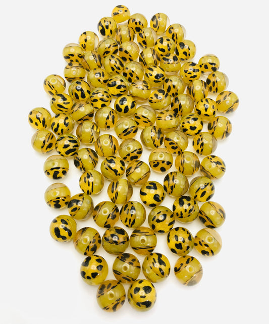 Leopard print Bead two-tone Leopard bead Dark yellow Random Mix 16mm