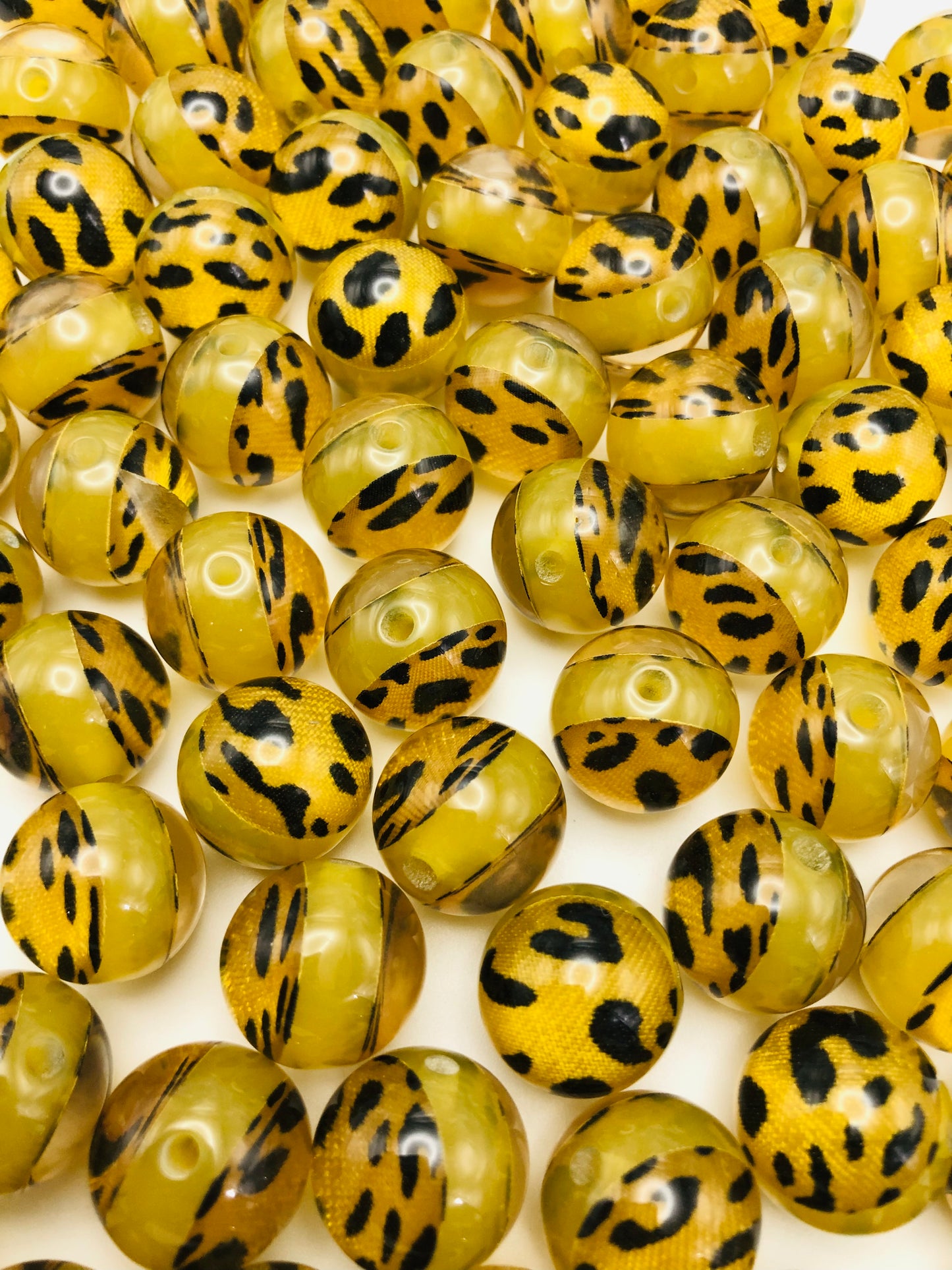 Leopard print Bead two-tone Leopard bead Dark yellow Random Mix 16mm