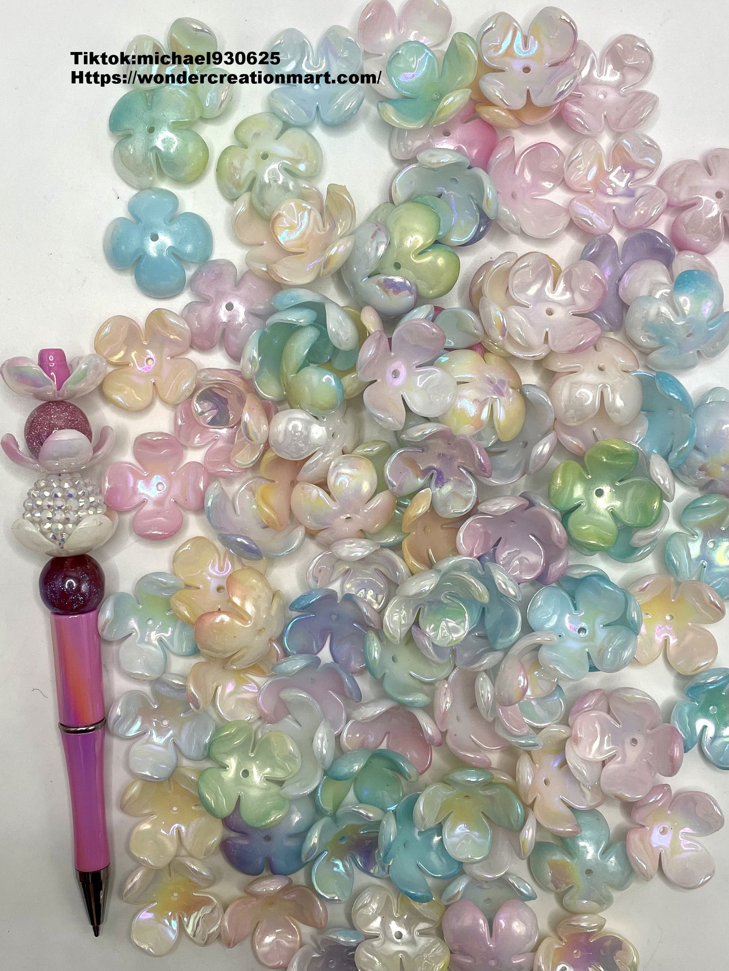 Light Color Series with UV Flower Spacers Bead,27mm