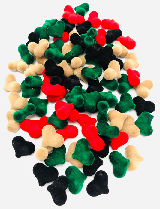 Christmas collection Fuzzy bead heart  bead Random Mix 22mm