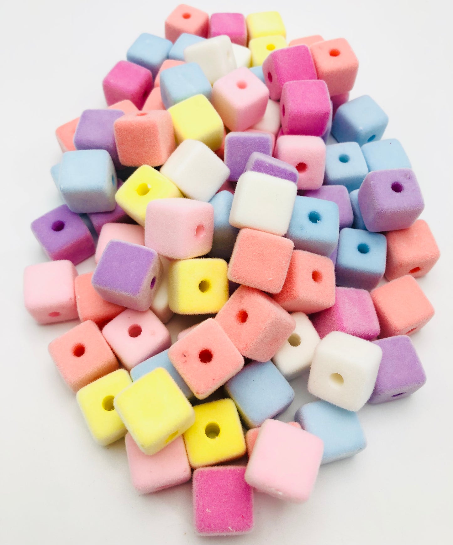 cube Fuzzy bead multicolor square Random Mix 15mm