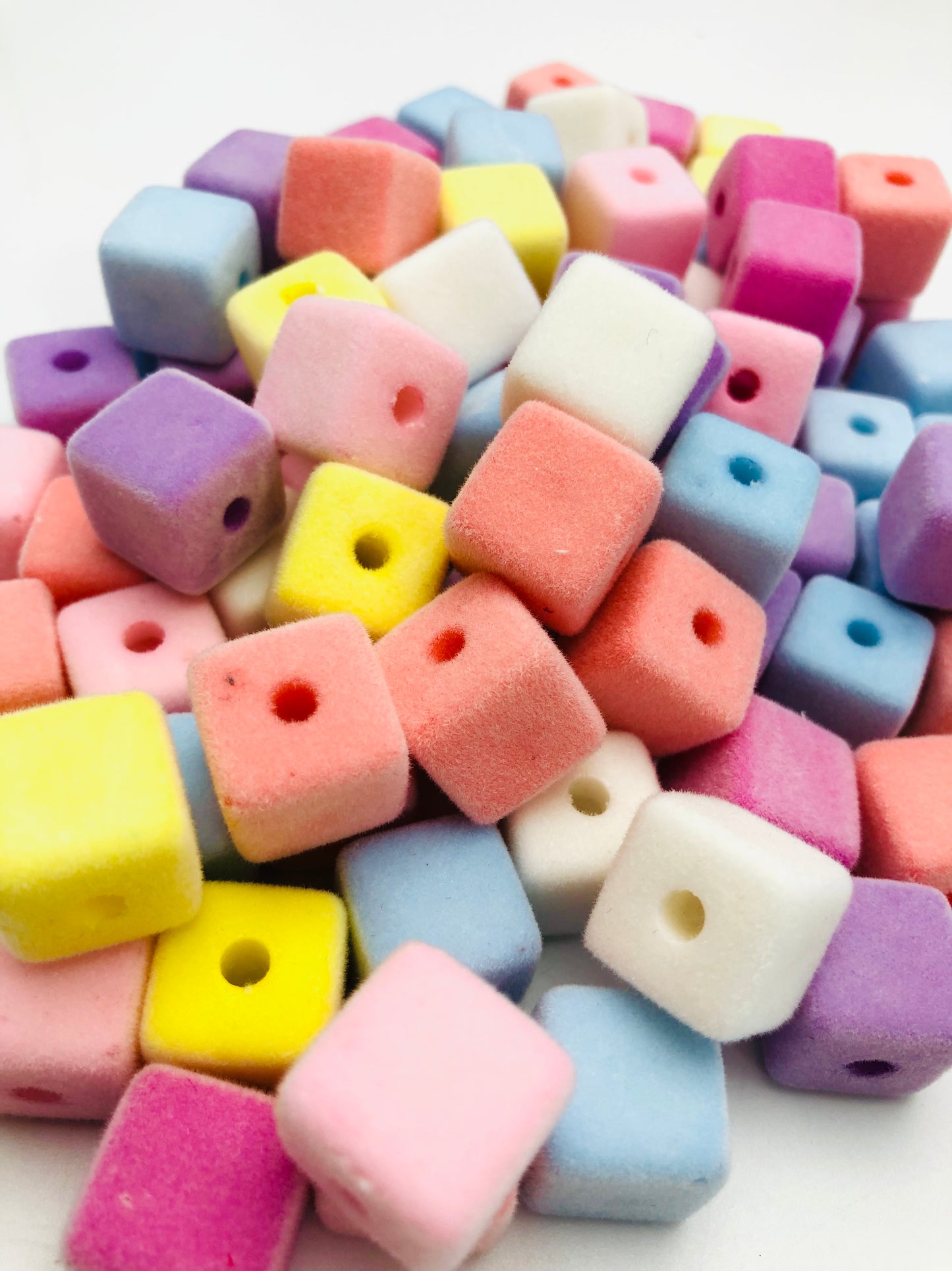 cube Fuzzy bead multicolor square Random Mix 15mm