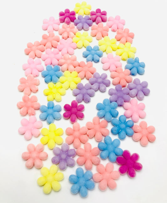 Christmas Fuzzy bead snowflake Flower Sunflower Random Mix 22mm