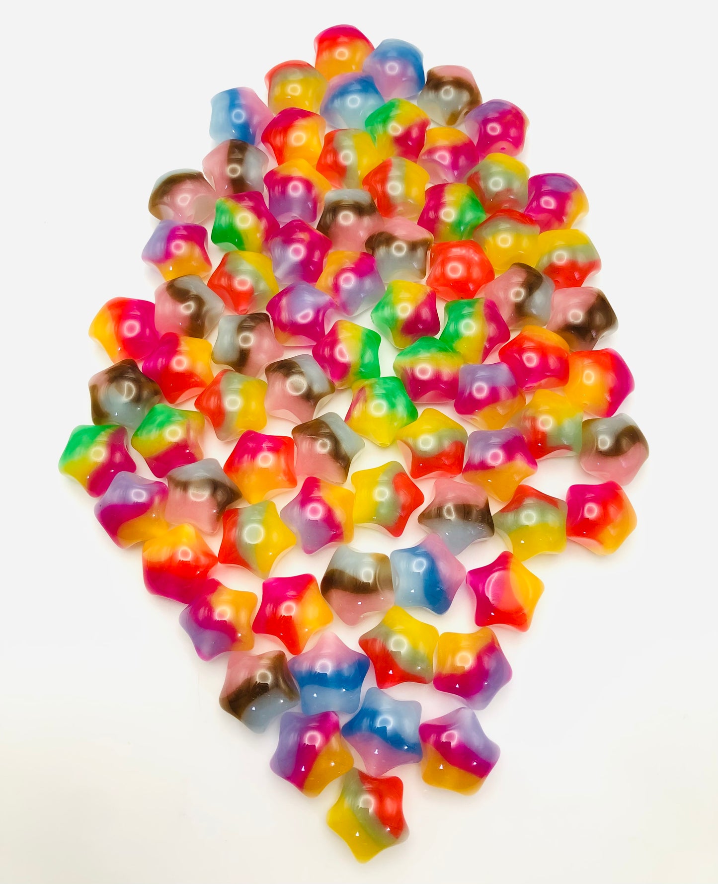 Star ombre glitter multicolored Star bead Random Mix 21mm