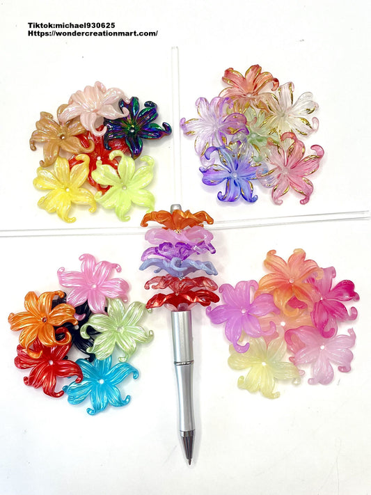 Plastic Glossy Four-Color Style Flowers Spacers ,Random Mix,(Optional Color)