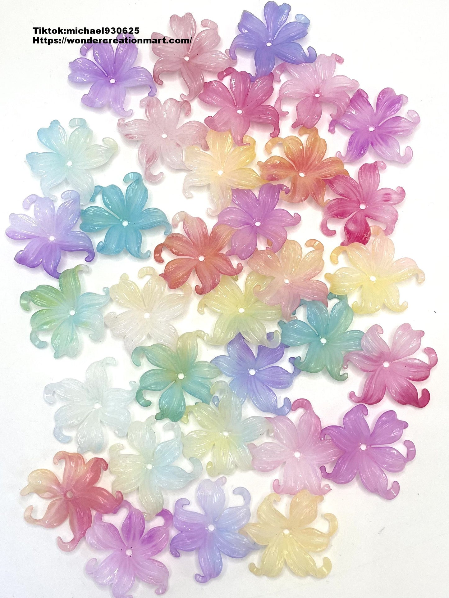 Plastic Glossy Four-Color Style Flowers Spacers ,Random Mix,(Optional Color)