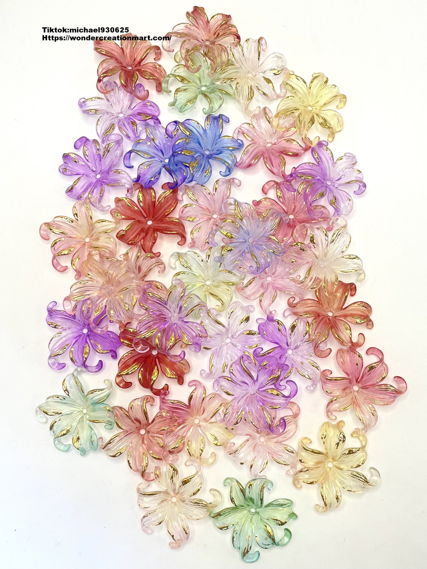 Plastic Glossy Four-Color Style Flowers Spacers ,Random Mix,(Optional Color)